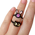 Cute Black Cat Adjustable Ring for Women