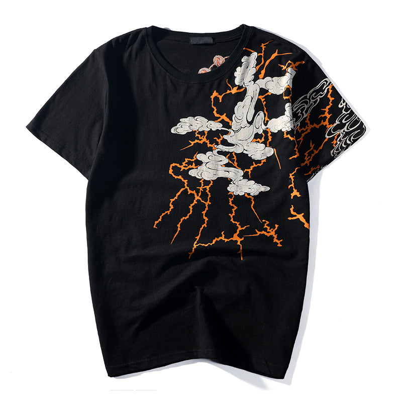 Embroidered Thunder God Short Sleeve Shirt | Streetwear