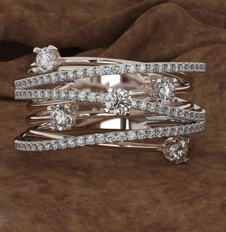 Micro-Inlaid Zircon Cross Color Separation Ring