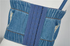 Korean Style Vintage Denim Crop Top for Women