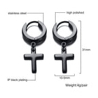 Stainless Steel Cross Drop Hoop Earrings