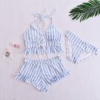 Striped Ruffle Cami and Shorts Beach Set