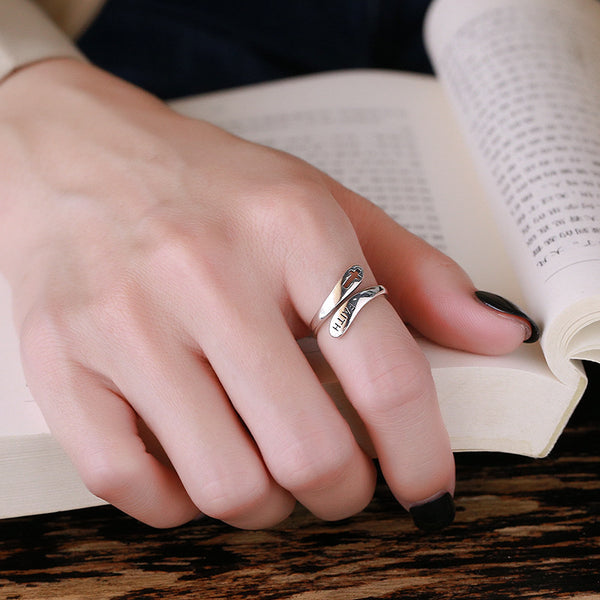 Hong Kong Style Silver Ring with Faith Cross