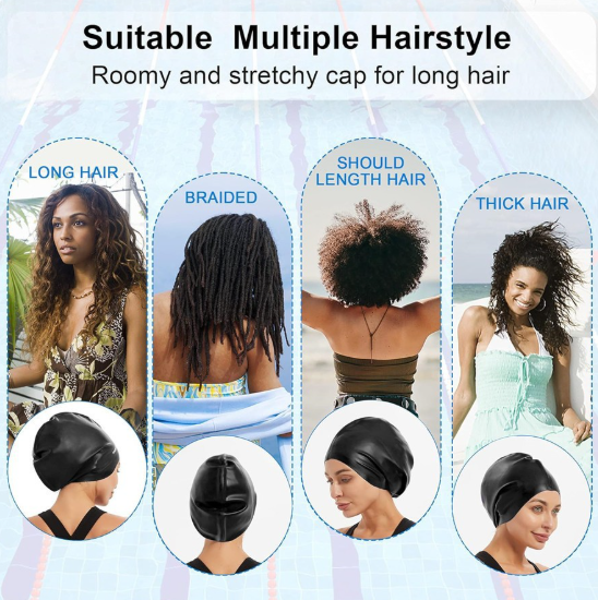 Extra Large Silicone Swim Cap for Long Hair