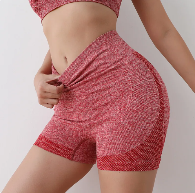 Women's High-Waist Stretch Yoga Shorts, Quick Dry, Anti-Slip, Fitness & Sports