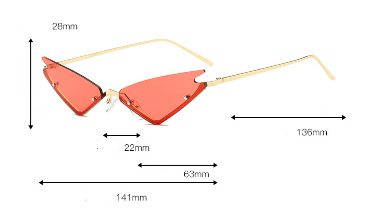 Rimless Triangle Cat-Eye Sunglasses