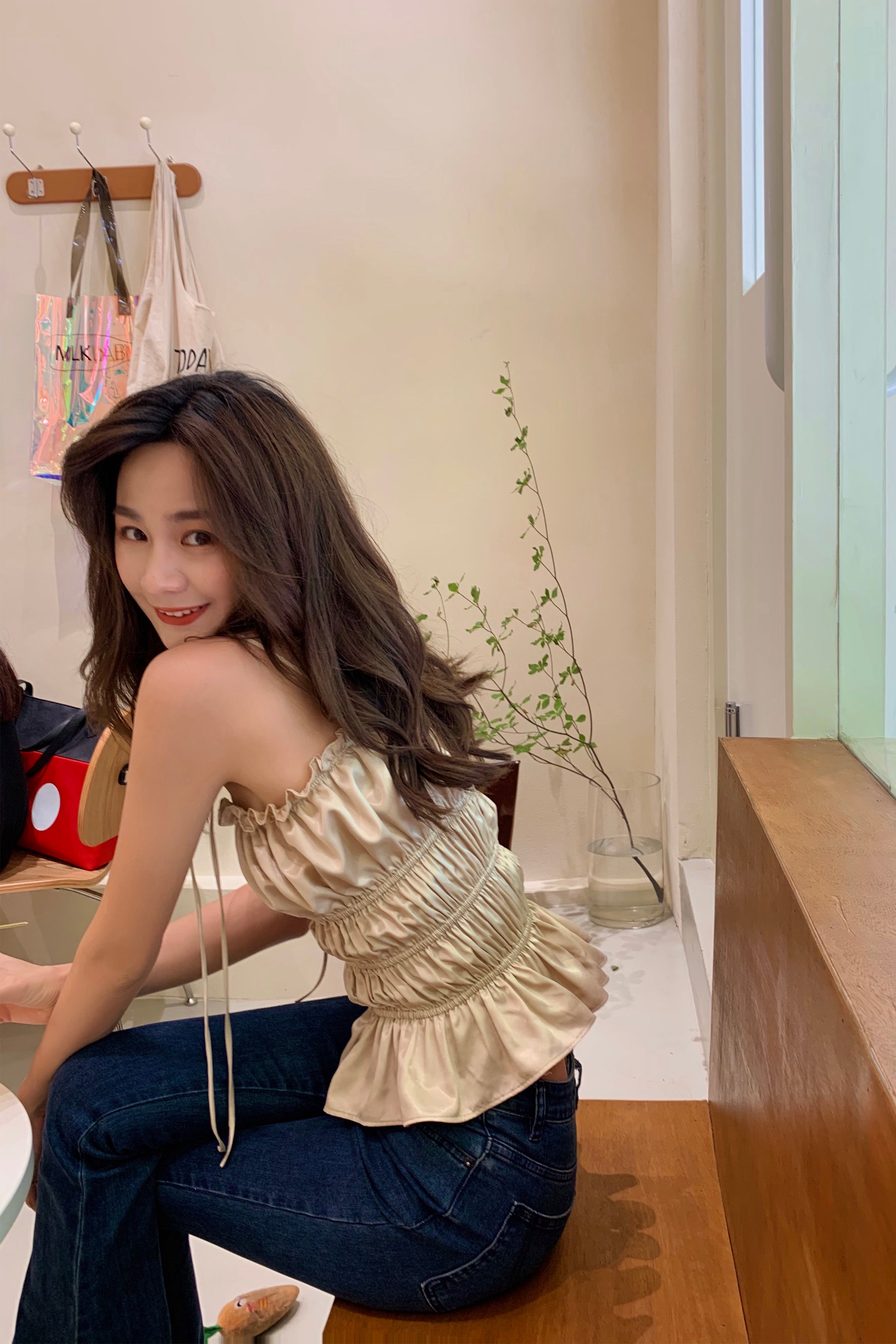 Tongse French Satin Backless Camisole Top