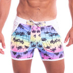 Men's Palm Tree Print Quick-Dry Swim Trunks