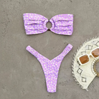 Women's Retro Floral Bandeau Bikini Set