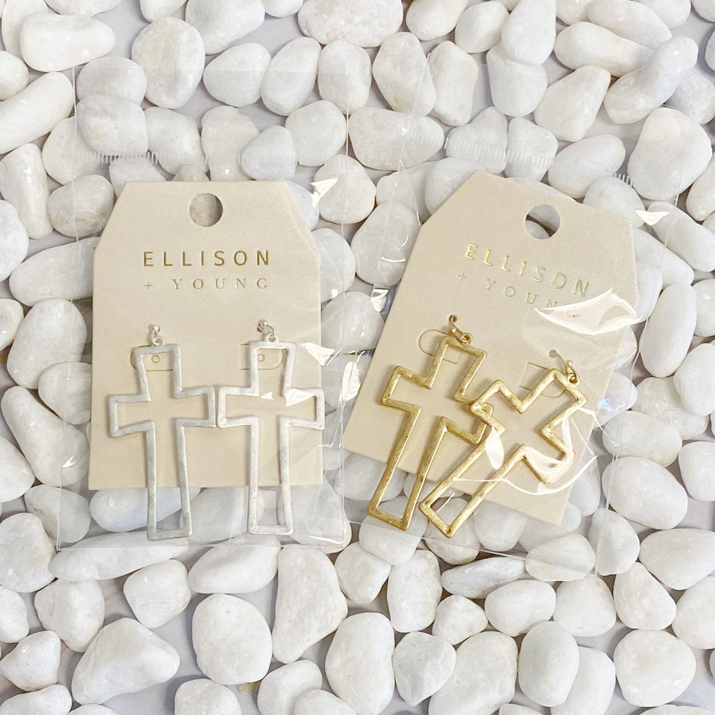 Dangle Cross Outlined Earrings | Christian Jewelry