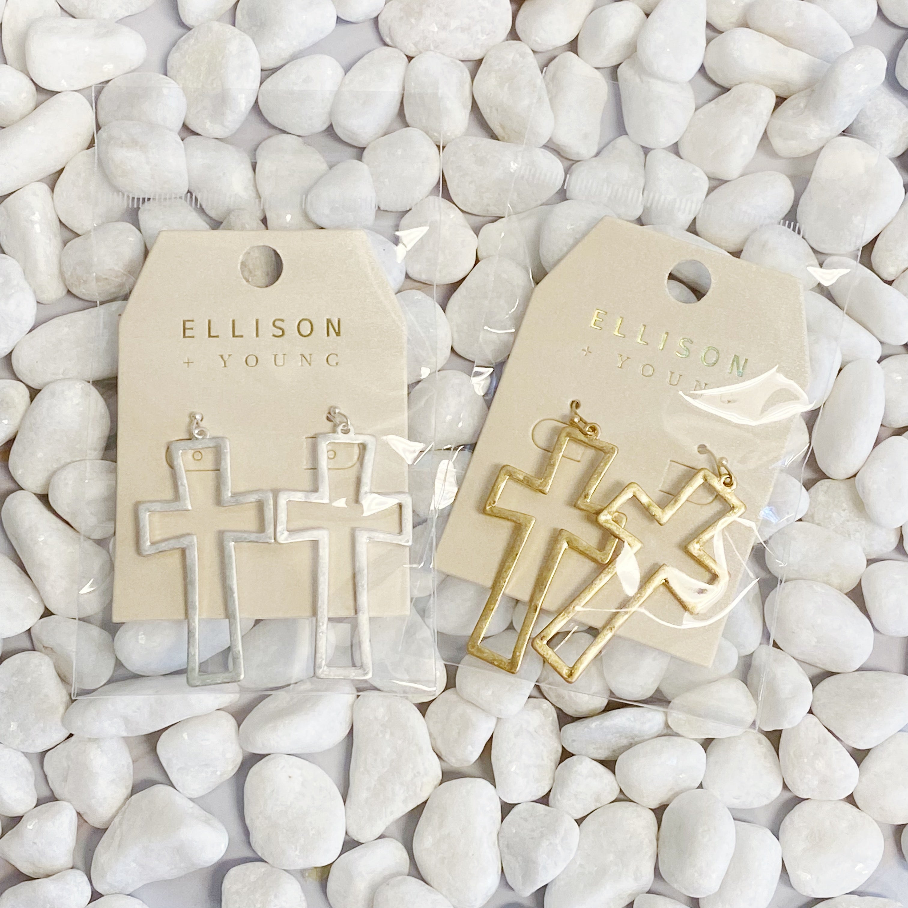 Dangle Cross Outlined Earrings | Christian Jewelry