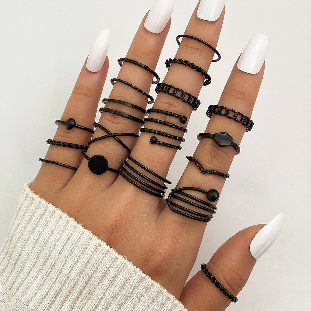 Geometric Spiral Cross Ring Set of 18 Pieces