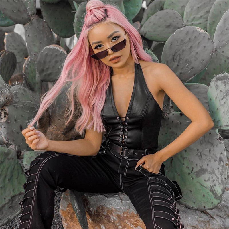 Crop Top with Neck Tie, Women's PU Vest