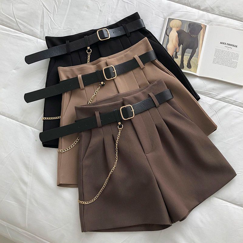 High-Waisted A-Line Wide-Leg Shorts for Women 2024