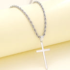 Gold Rope Chain Cross Pendant Necklace