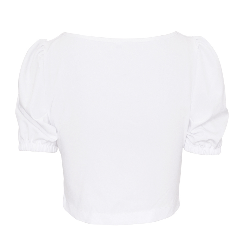 Puff Sleeve Square Neck Cropped Top