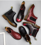Autumn Style Thick-Heeled Cowhide Martin Boots for Women