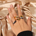 Two-Tone Chunky Dome Stainless Steel Ring