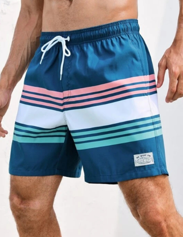 Men's Palm Tree Print Quick-Dry Swim Trunks