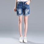 Women's Summer Distressed Cuffed Denim Shorts