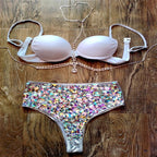 Sequin High-Waisted Bikini with Chain