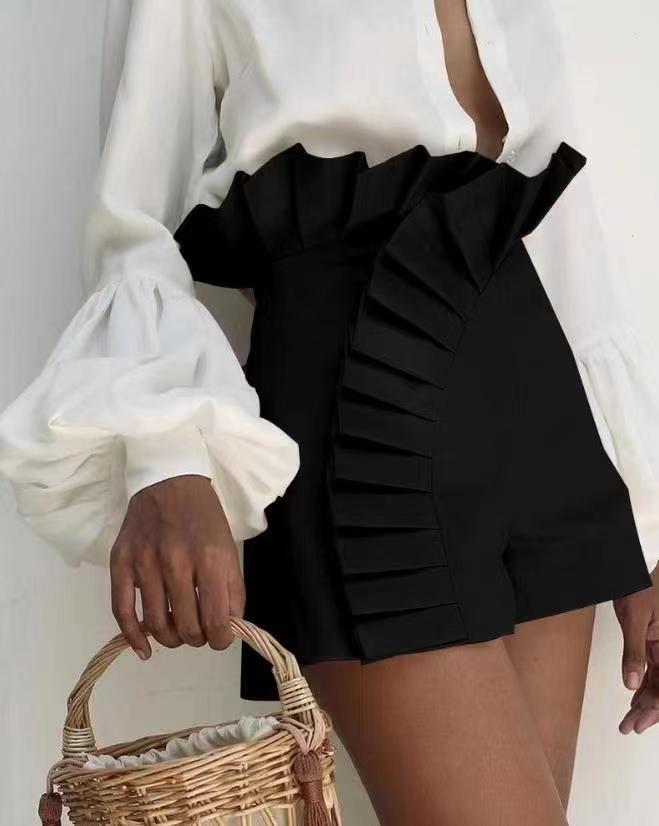 High Waist Lace Decor Women's Asymmetric Summer Shorts