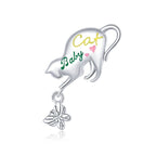 Silver Opal Paw Print Charm Bead