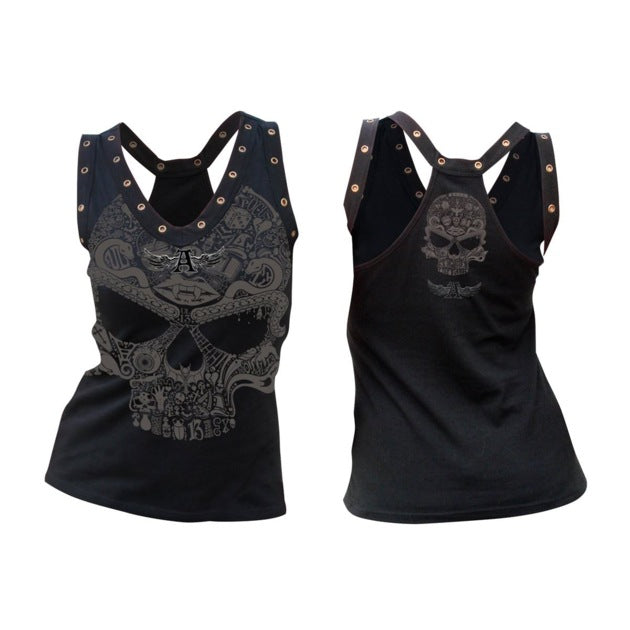 Skull Tank Top, Casual Sleeveless Shirt