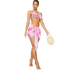 Women's Three-Piece Tie-Dye Bikini Set with Sarong