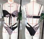 Leopard Color Block Wrap Bikini Set
