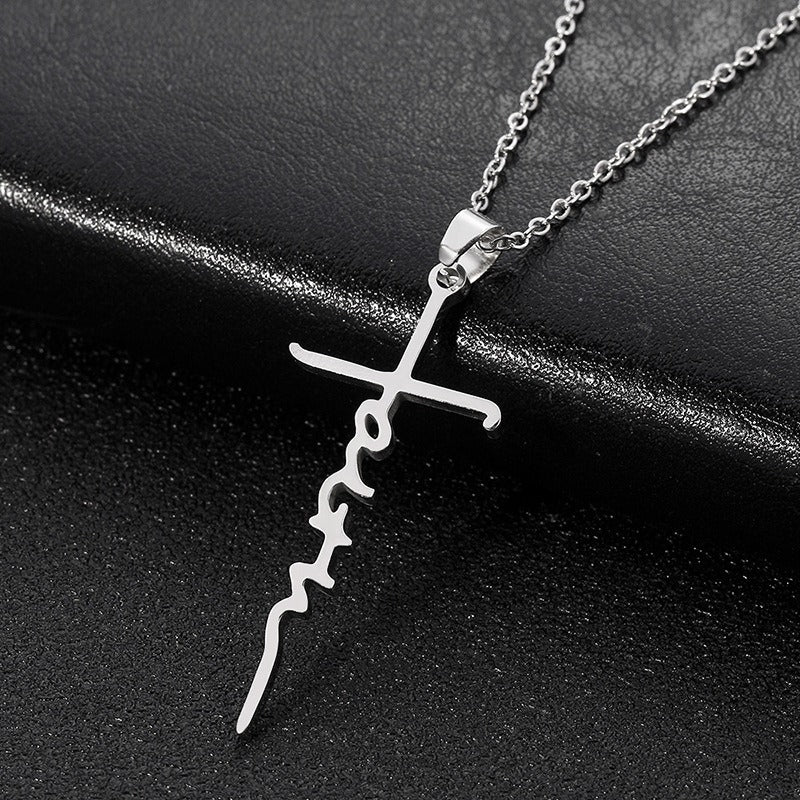 Stainless Steel Faith Cross Pendant Necklace | Christian Jewelry