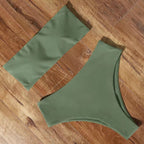 Palm Leaf Print High-Waist Bikini Set