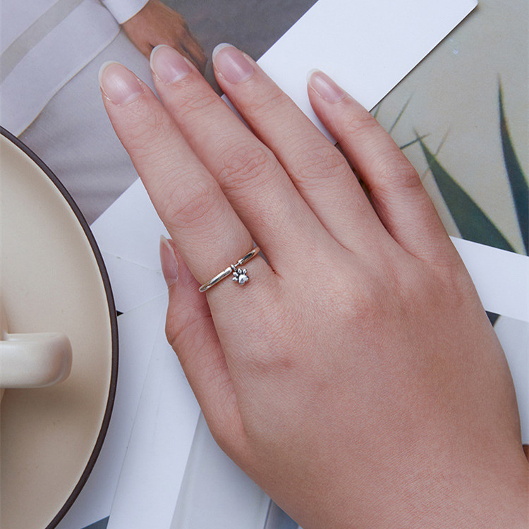 Dog Paw Charm Ring