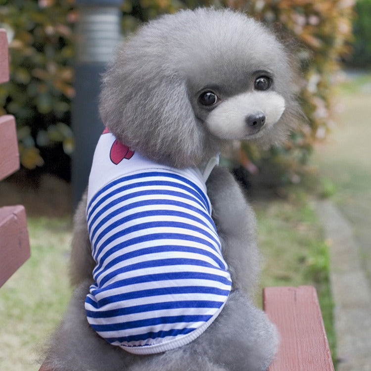 Little Princess Striped Dog Tank Top with Ruffle Sleeves, Crown Print Breathable Summer Vest for Small Dogs and Puppies