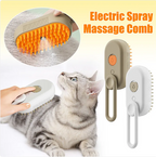 3-in-1 Electric Steam Pet Grooming Brush Rechargeable Self-Cleaning Massage Comb with Silicone Bristles for Cats and Dogs Deshedding and Detangling