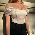 Women's Fishbone Corset Tube Top Vest - Satin Off-Shoulder Blouse