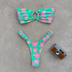 Women's Retro Floral Bandeau Bikini Set
