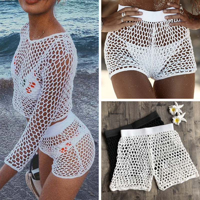 Crochet Net Beach Cover-Up Shorts