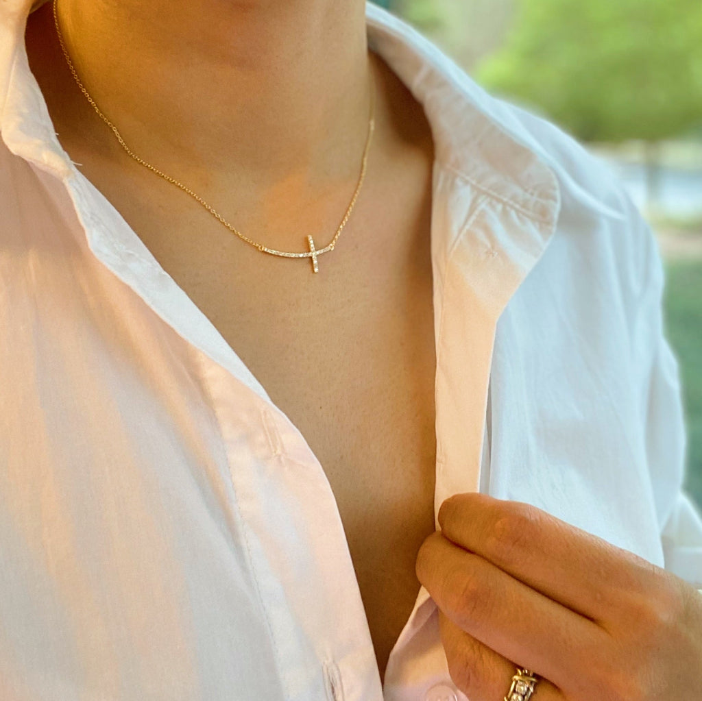 Shiny Side Cross Necklace | Christian Jewelry