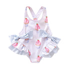 Baby Girl Cupcake Print Ruffle Bow Swimsuit