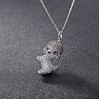 Zirconia Puppy Pendant Necklace