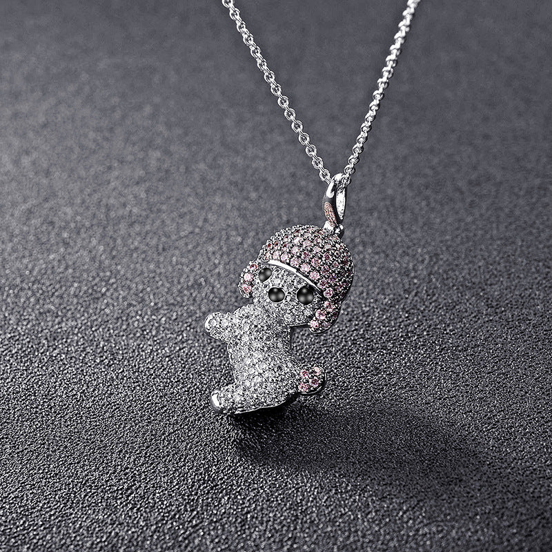 Zirconia Puppy Pendant Necklace