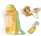 Portable Dog Water and Food Dispenser 2-in-1 Travel Bottle 1000ml with Fold-Out Bowl and Food Compartment Shoulder Strap for Walks and Trips