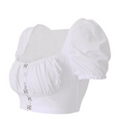 Puff Sleeve Square Neck Cropped Top