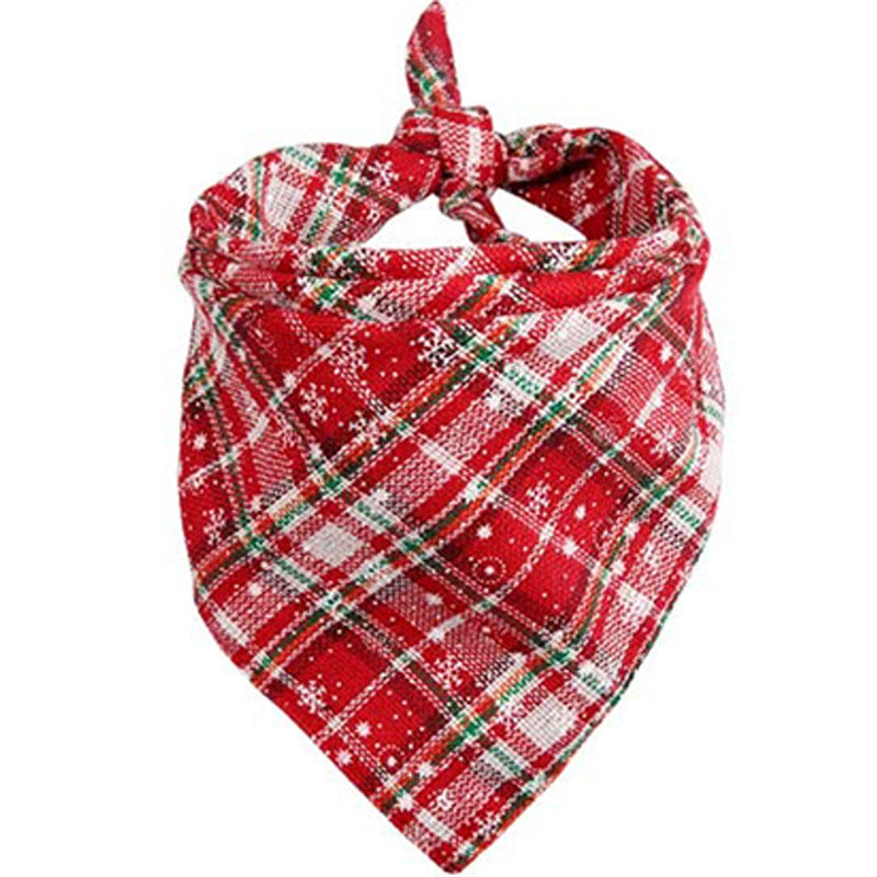Pet Bandana Triangle Tie On Scarf for Dogs and Cats Plaid Snowflake Lemon Banana Prints Adjustable Cotton Neckerchief All Seasons