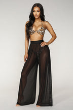Sheer Wide-Leg Pants and Cover-Up Outfit