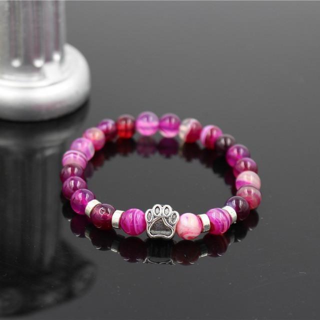 Lava Stone Dog Paw Heart Bead Bracelet