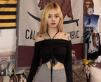 One-Shoulder Sexy Slim Fit Black Crop Top for Women