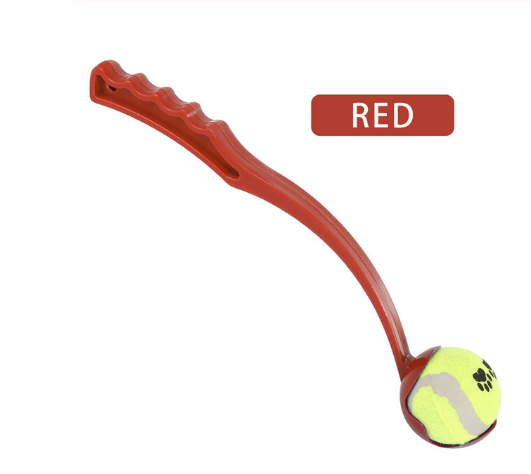 Dog Ball Launcher with Tennis Ball, Lightweight Fetch Thrower Stick for Dogs, Hands-Free Long-Distance Outdoor Play Toy with Ergonomic Grip