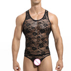 Men's High Elastic Sleeveless Lace Gym Tank Top